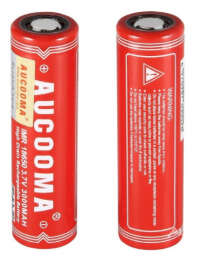 Вattery Aucooma IMR 18650 3000mAh 35A 3.7V LiMn Battery Flat Top (2 pcs)