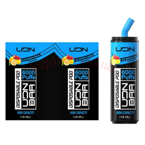 Одноразовый UDN BAR 6000 Blue Raspberry Lemonade (Синяя малина/Лимонад) Pod / 6000 затяжек 650 mAh