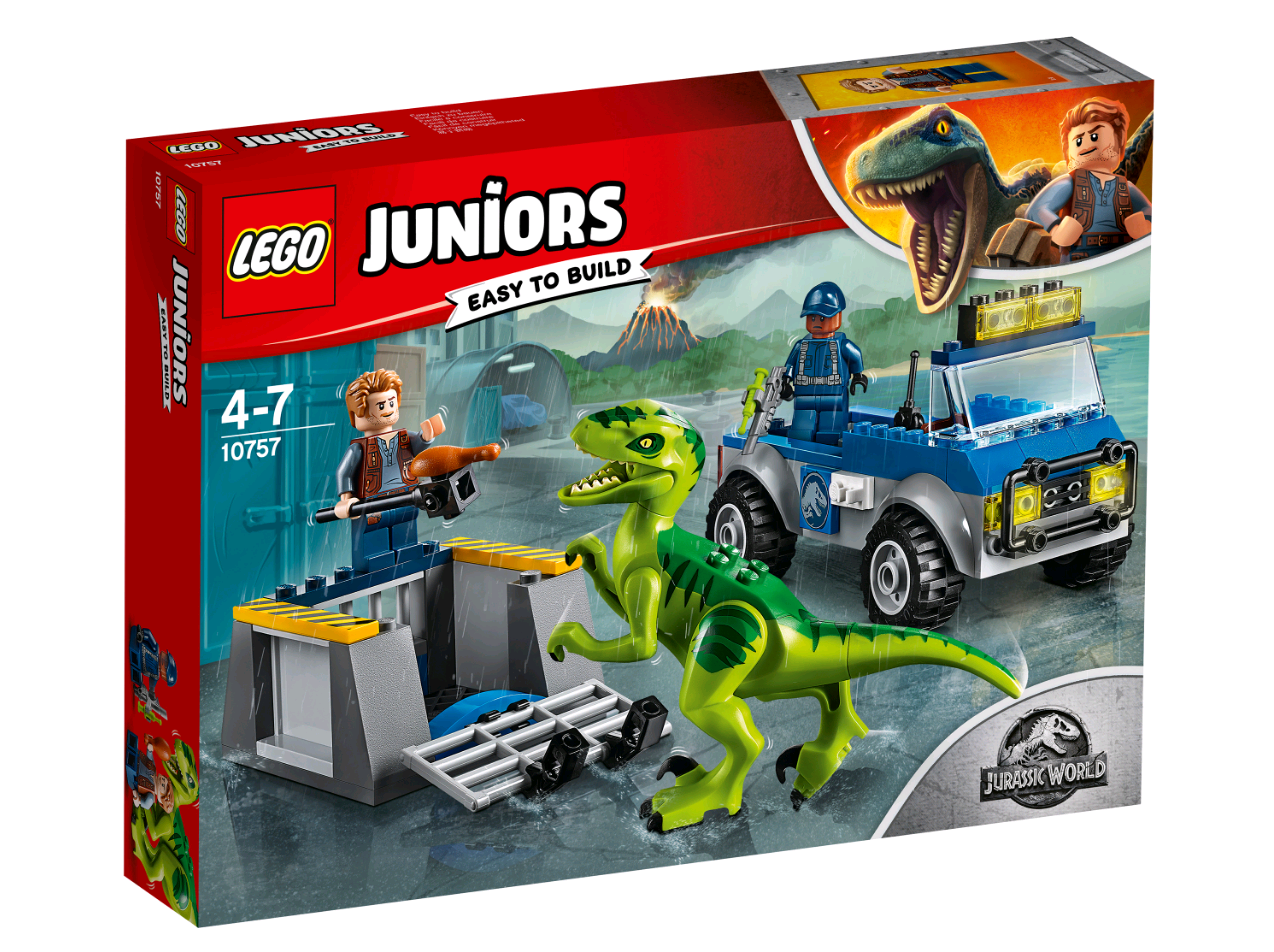 Конструктор LEGO 10757 Juniors Jurassic World Грузовик спасателей для перевозки раптора